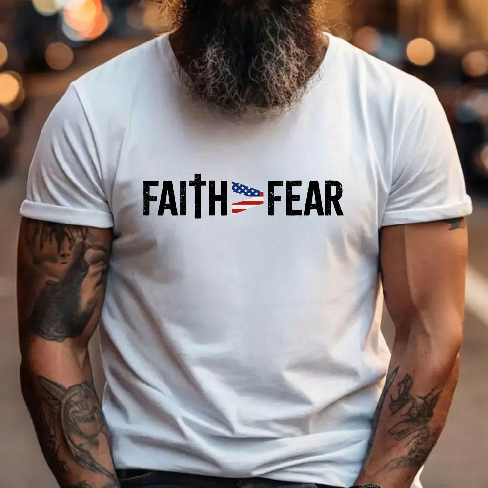 Hero Company Men's Faith > Fear White Tee - Helps Pair Veterans With A Service Dog or Shelter Dog