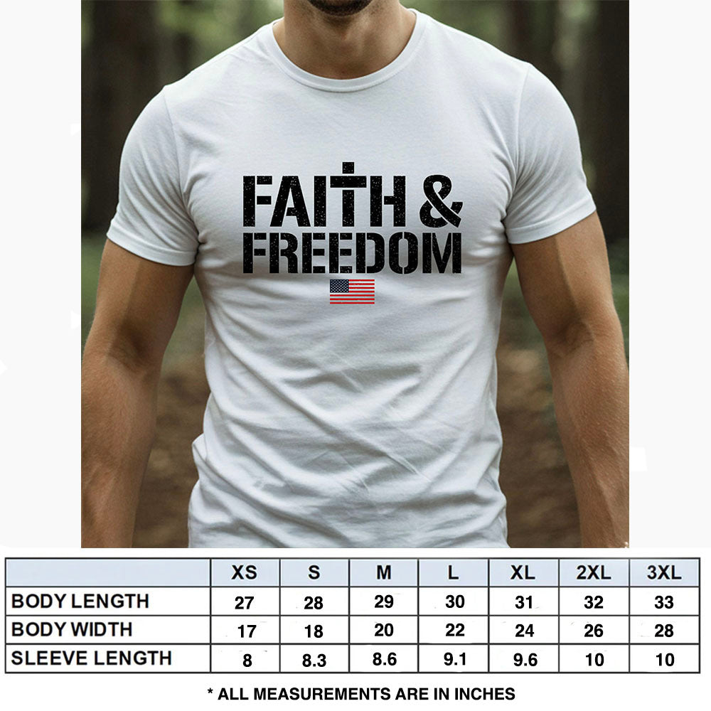 Hero Company Men's Faith & Freedom White Tee - Helps Pair Veterans With A Service Dog or Shelter Dog