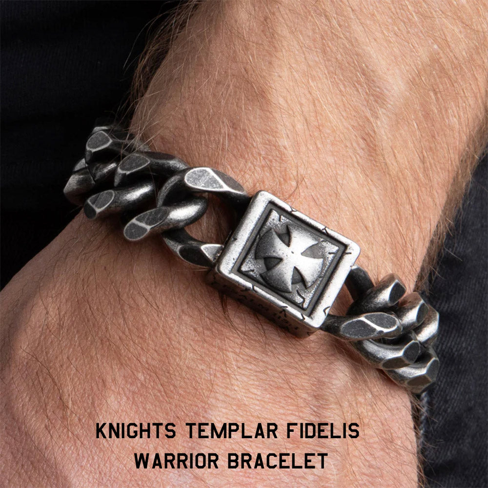Knights Templar Fidelis Warrior Cuban Link Bracelet: Helps Pair Veterans With A Service Dog Or Shelter Dog