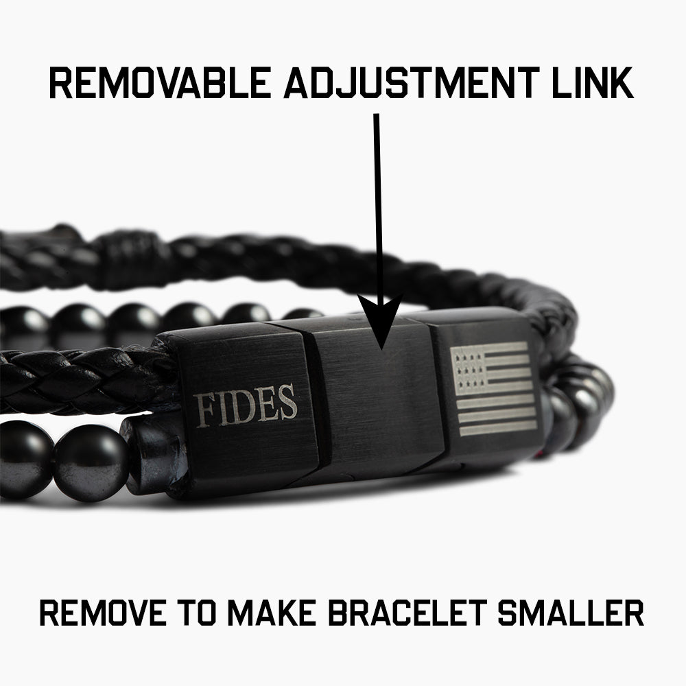 FIDES Cross Leather & Magnetic Titanium Bead Bracelet: Helps Pair Veterans With A Service Dog Or Shelter Dog
