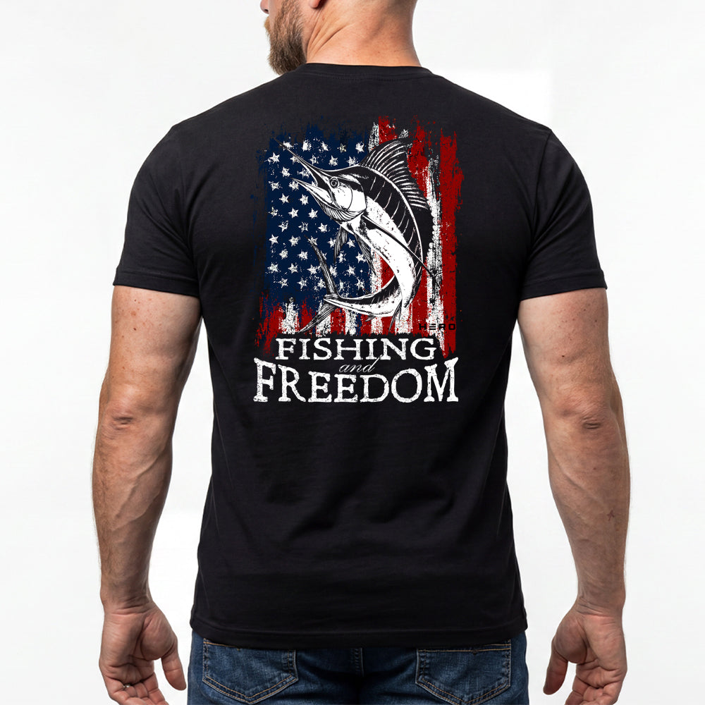 Fishing And Freedom Black Tee