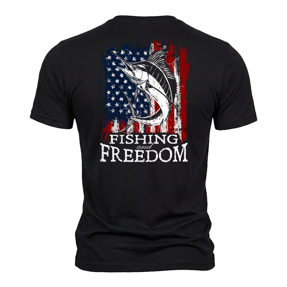 Fishing And Freedom Black Tee