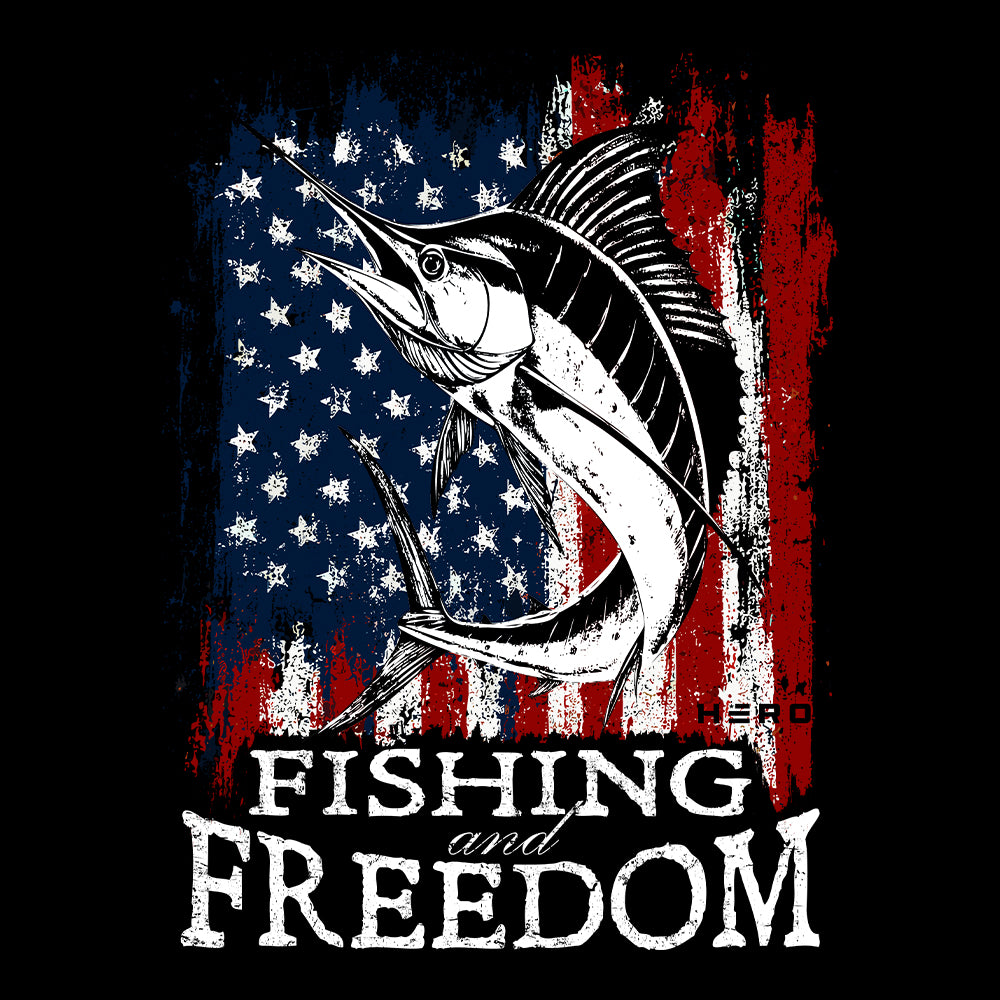 Fishing And Freedom Black Tee