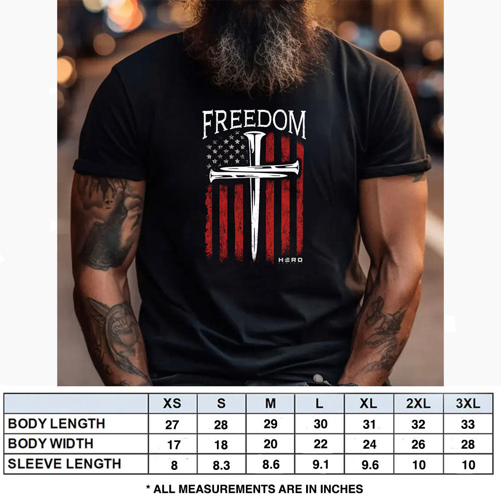 Hero Company Men's Freedom Cross Black Tee - Helps Pair Veterans With A Service Dog or Shelter Dog