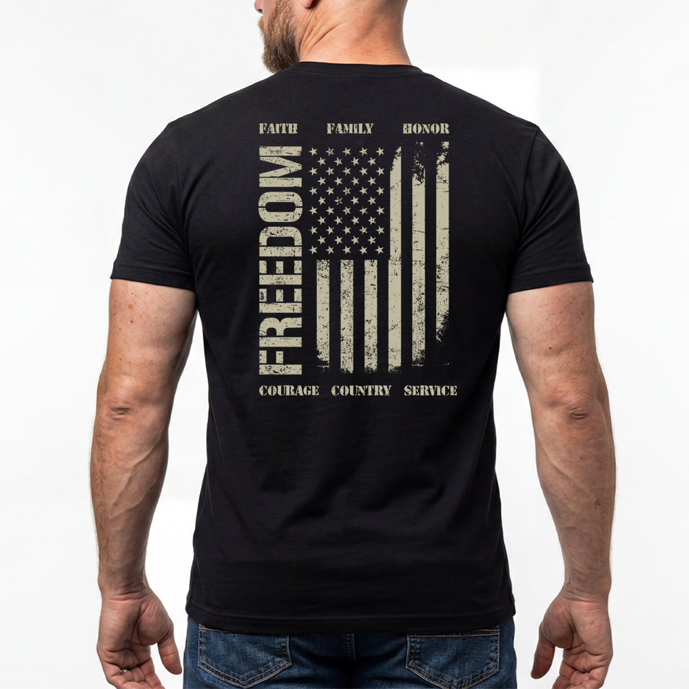 Freedom Faith Family Honor Black Tee