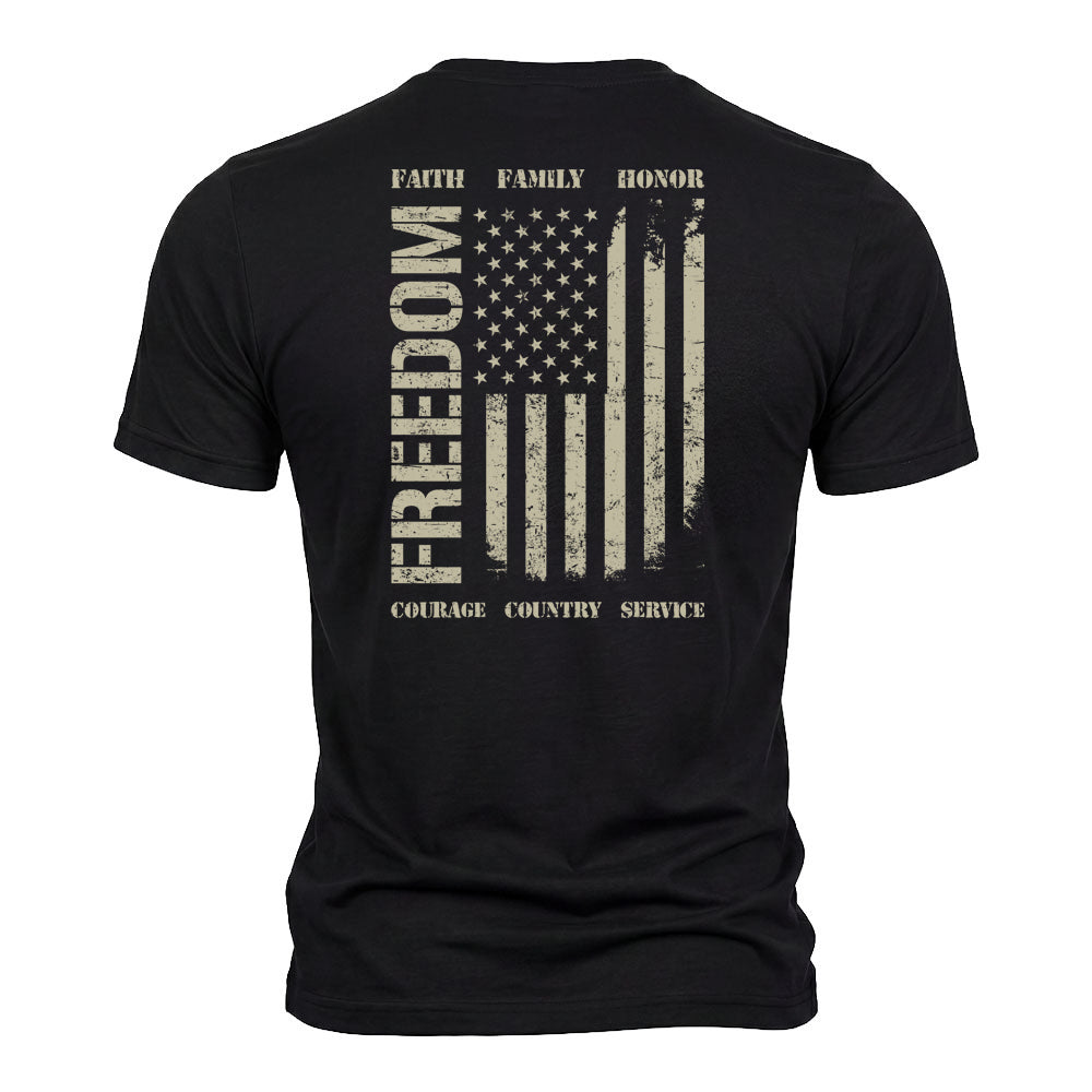 Freedom Faith Family Honor Black Tee