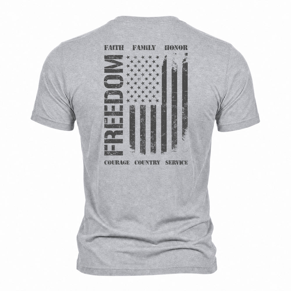 Freedom Faith Family Honor Heather Grey Tee