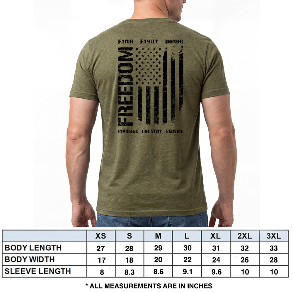 Freedom Faith Family Honor Military Green Tee