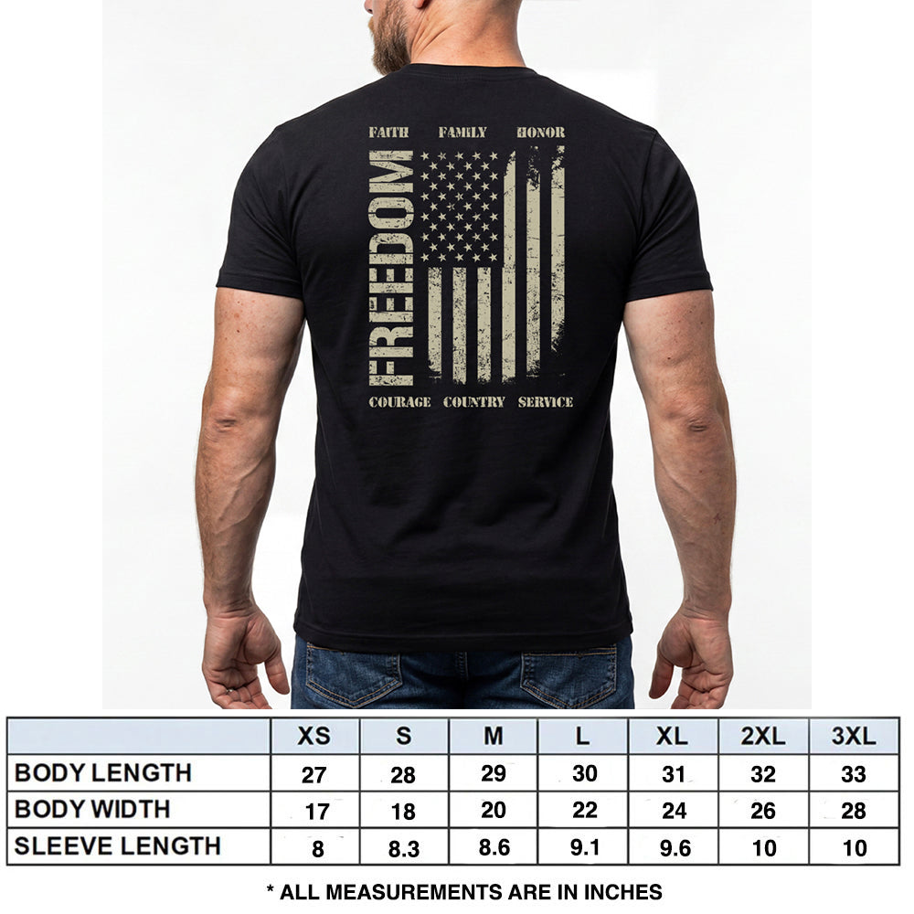 Freedom Faith Family Honor Black Tee