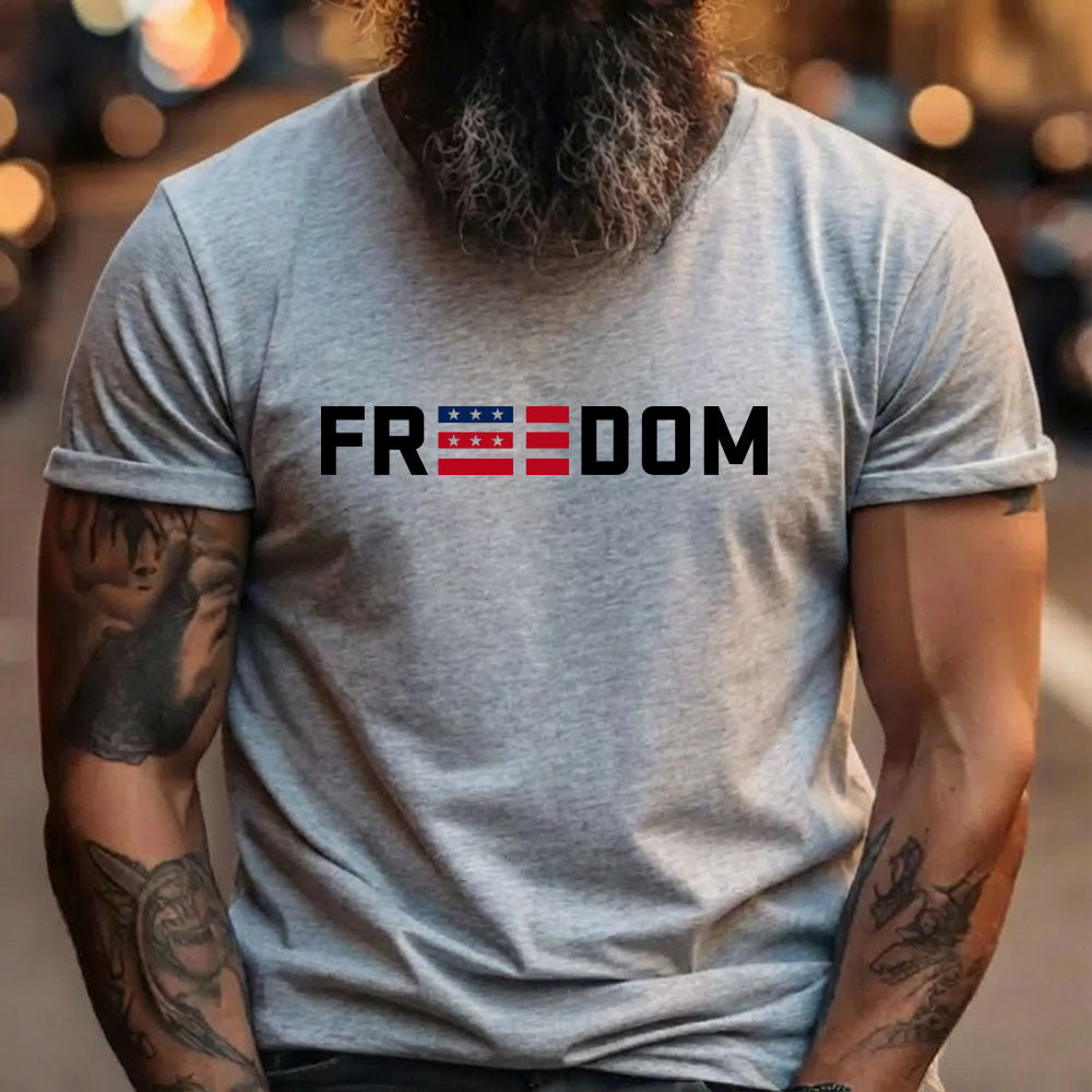 Hero Company Men's Freedom Heather Grey Tee - Helps Pair Veterans With A Service Dog or Shelter Dog
