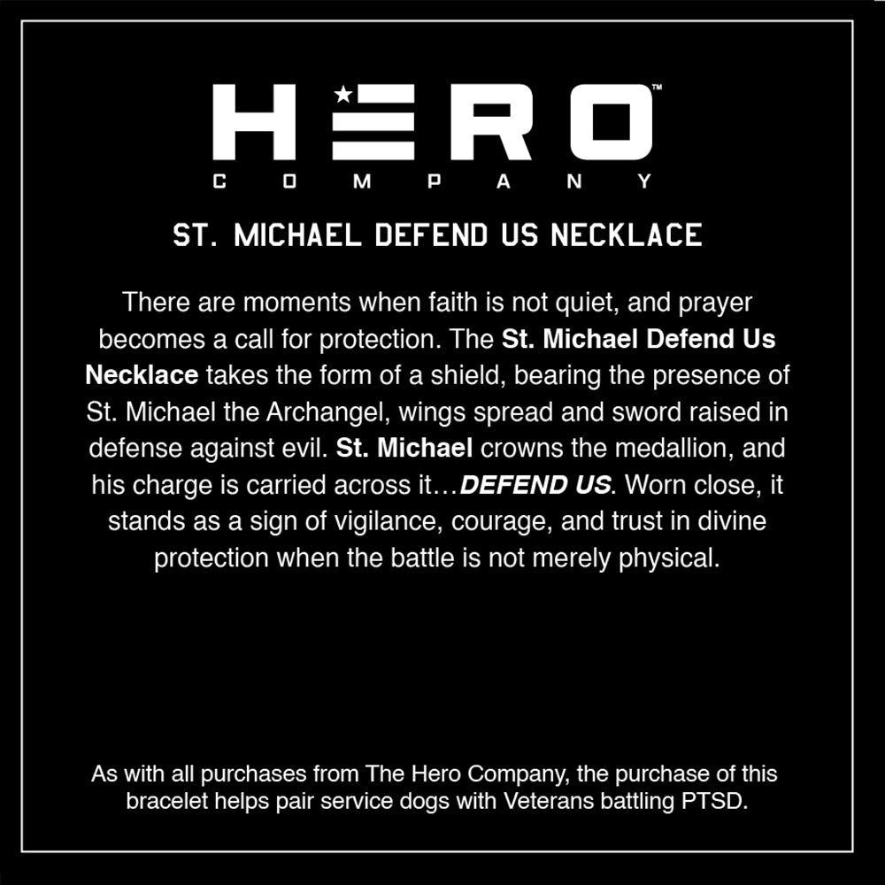 St. Michael’s Shield Defend Us In Battle Necklace - Helps Pair Veterans With A Service Dog Or Shelter Dog