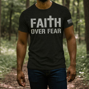 Limited Time Offer - Faith Over Fear Mens T-Shirt Black: Helps Pair Veterans With A Service Dog or Shelter Dog