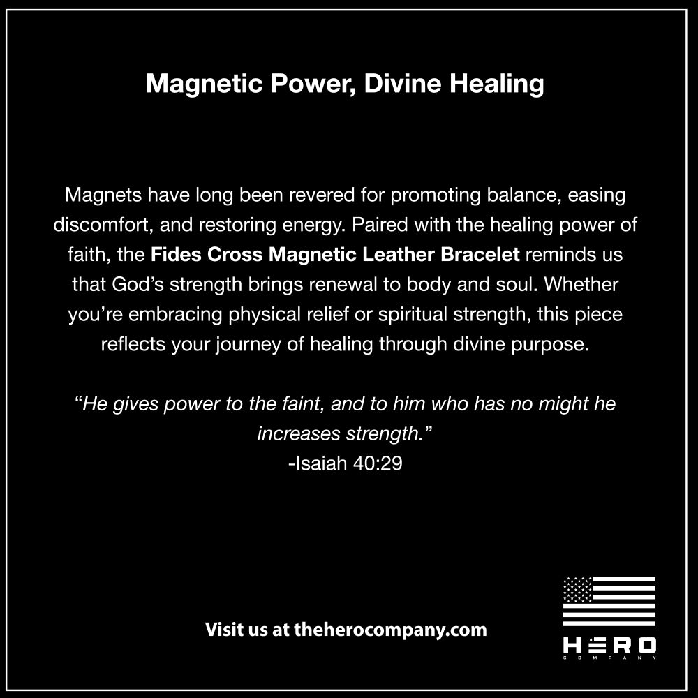 FIDES Cross Leather &amp; Magnetic Titanium Bead Bracelet: Helps Pair Veterans With A Service Dog Or Shelter Dog