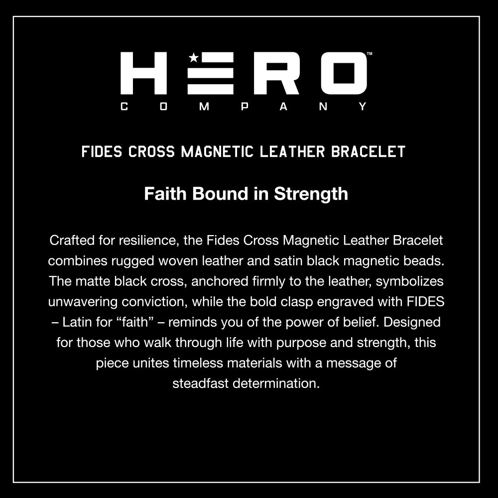 FIDES Cross Leather &amp; Magnetic Titanium Bead Bracelet: Helps Pair Veterans With A Service Dog Or Shelter Dog