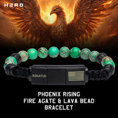 Phoenix Rising Fire Agate & Lava Bead Bracelet: Helps Pair