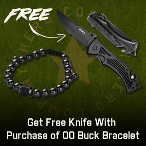 FREE The Hero Company- LifeSaver Emergency Multipurpose 3-in-1 Rescue Knife with Purchase of 00 Buck Magnetic Hematite Titanium Bracelet
