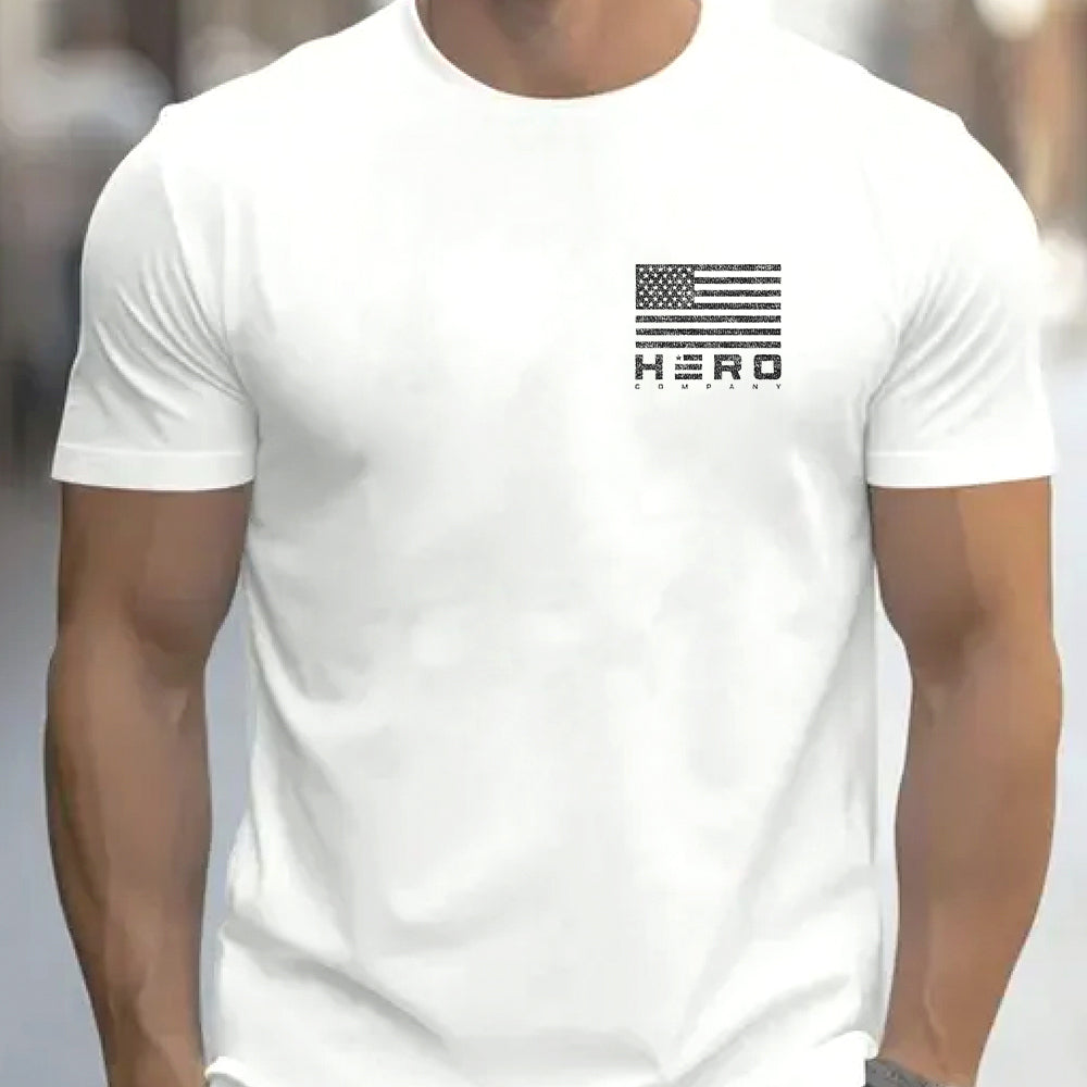 Hero Company Men&#39;s American Dogs &amp; Freedom White Tee - Helps Pair Veterans With A Service Dog or Shelter Dog