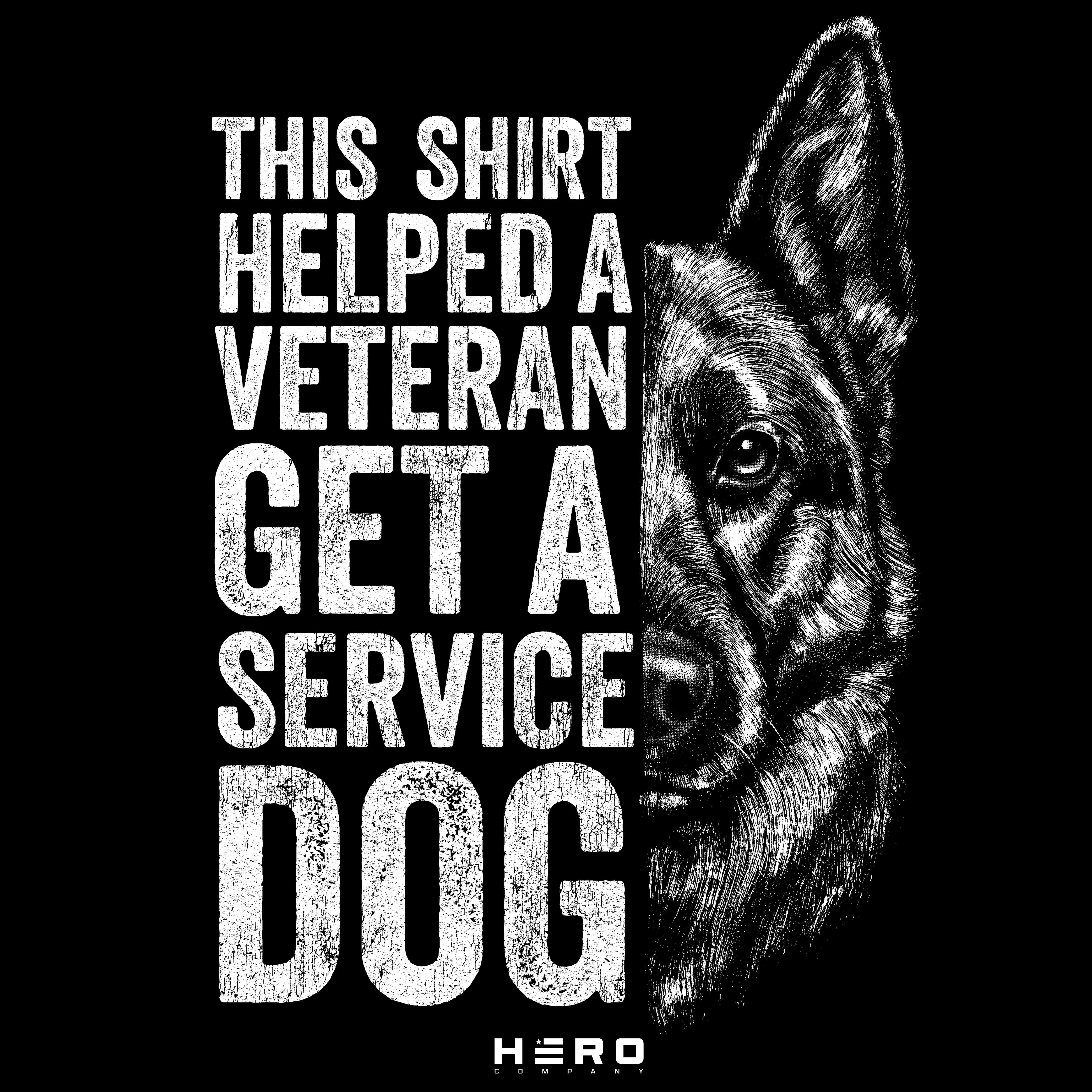 Hero Company Men’s This Shirt Helped A Veteran Get A Service Dog - Shepherd Black Tee - Helps Pair Veterans With A Service Dog or Shelter Dog