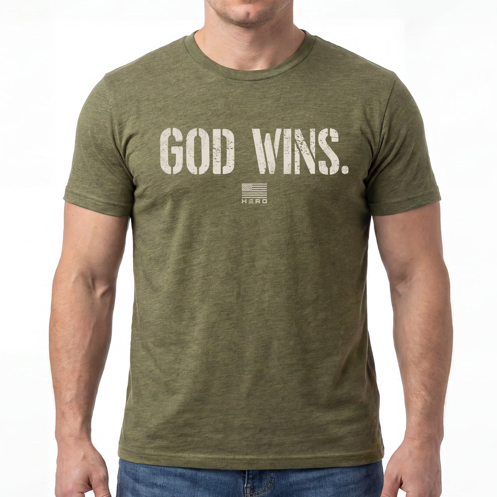 God Wins Military Green Tee