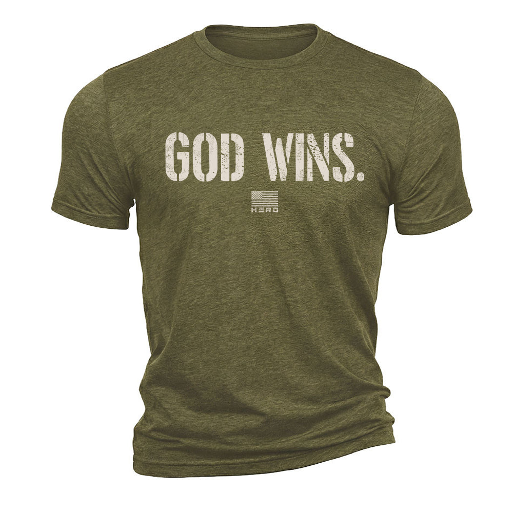 God Wins Military Green Tee