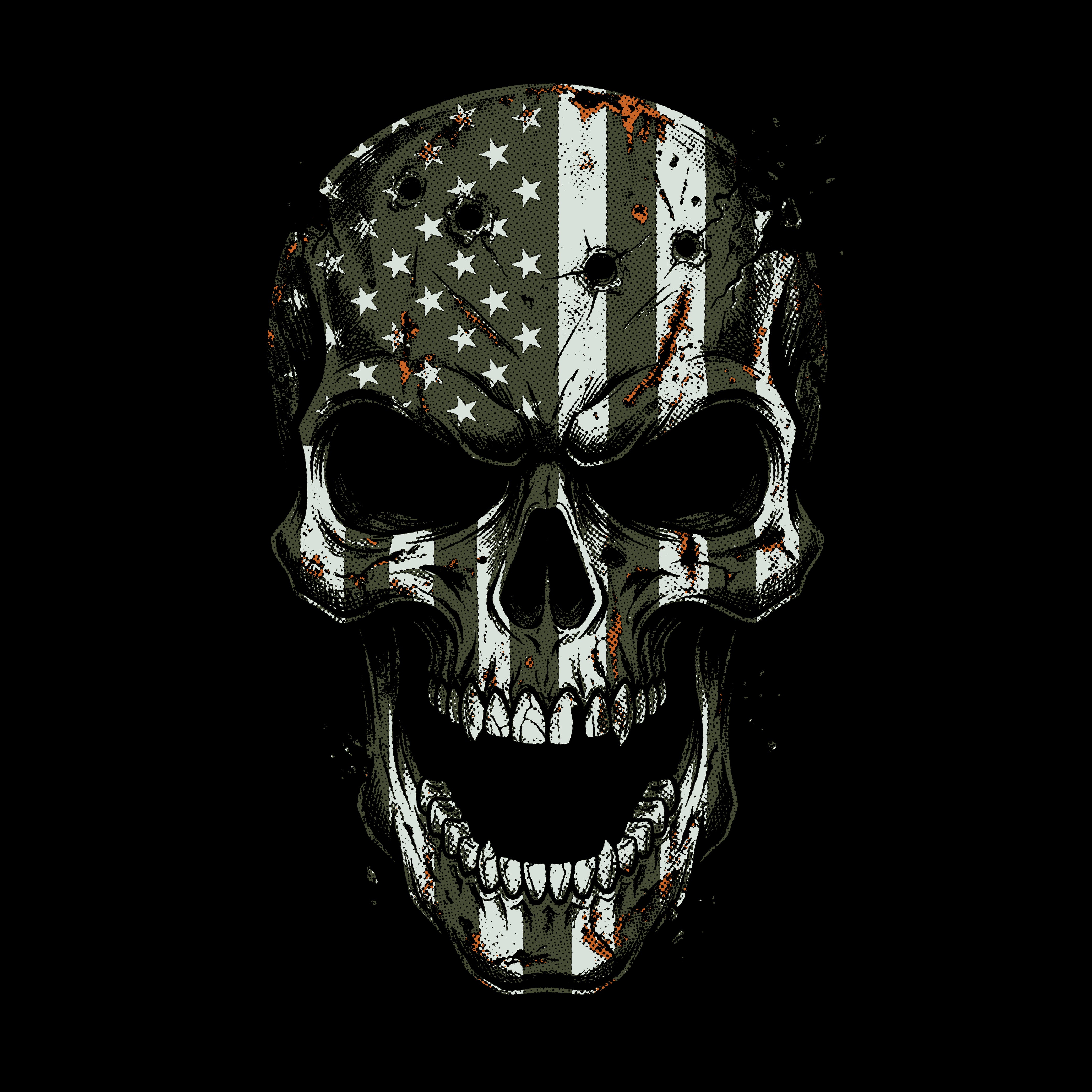 Hero Company Men's Green Skull Black Tee - Helps Pair Veterans With A Service Dog or Shelter Dog