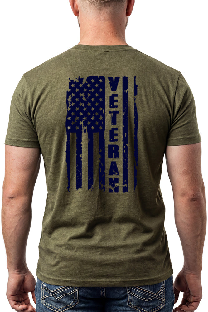 Hero Company Men's Veteran Pride Dark Print Military Green Tee - Helps Pair Veterans With A Service Dog or Shelter Dog