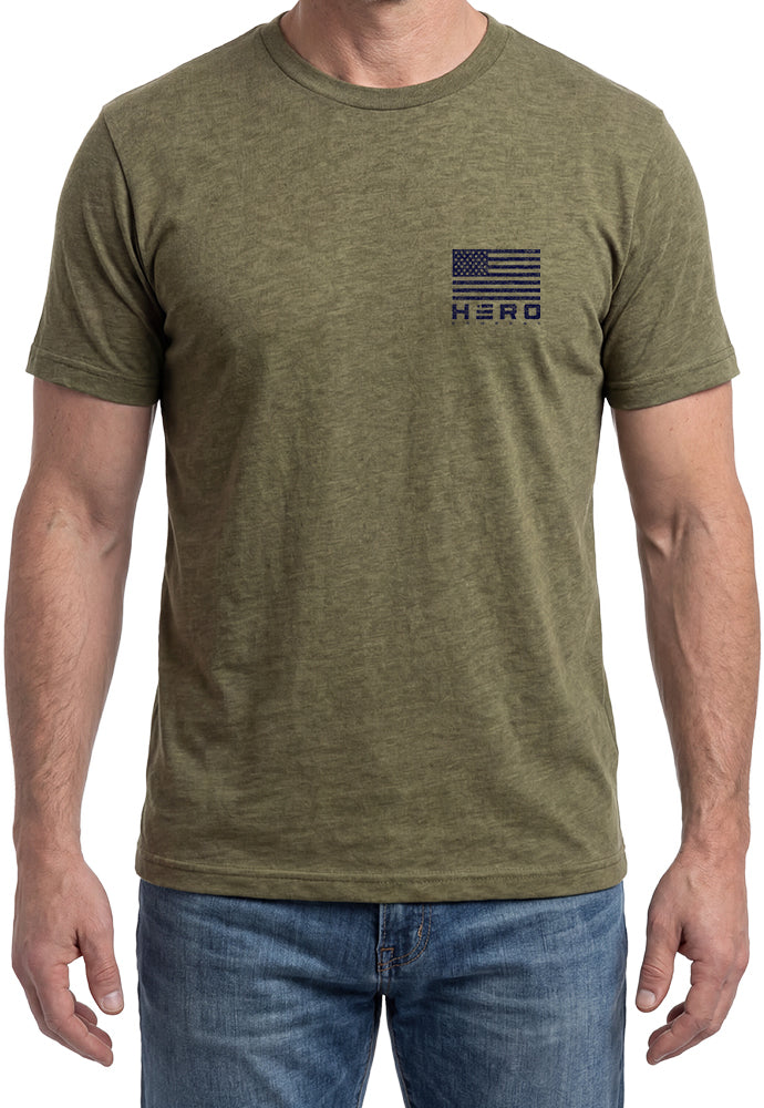 Hero Company Men's Veteran Pride Dark Print Military Green Tee - Helps Pair Veterans With A Service Dog or Shelter Dog