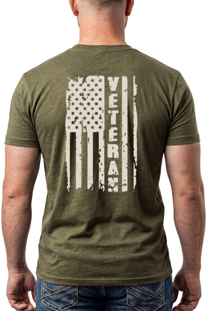 Hero Company Men's Veteran Pride Tan Print Military Green Tee - Helps Pair Veterans With A Service Dog or Shelter Dog