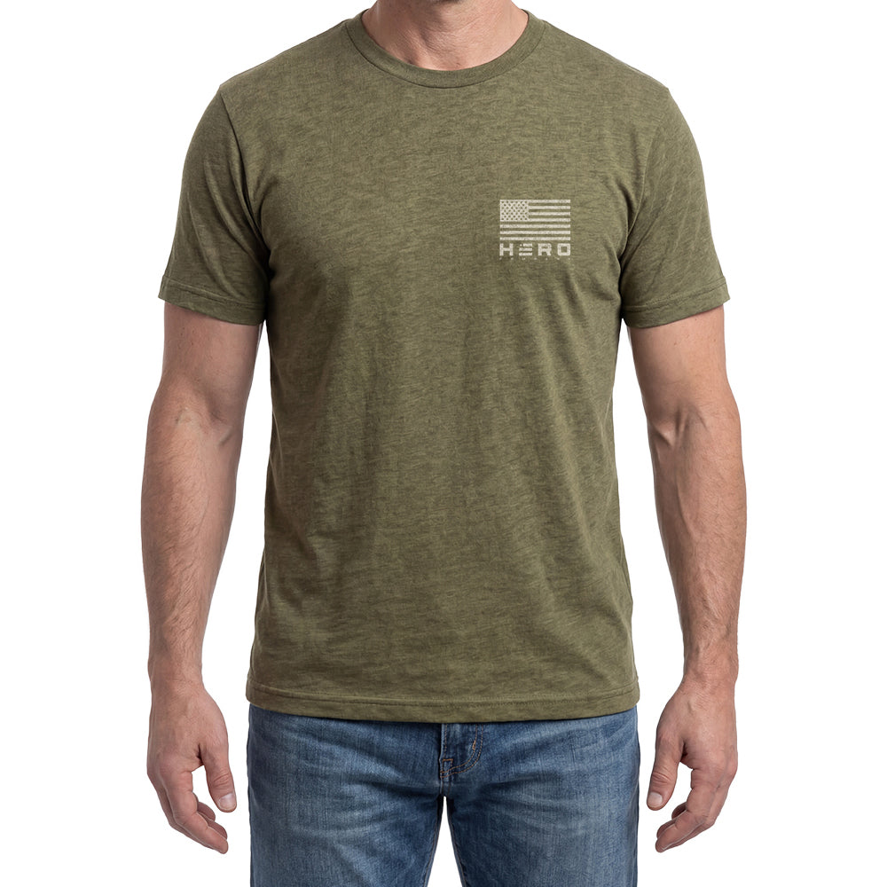 Veteran Pride Tan Print Military Green Tee