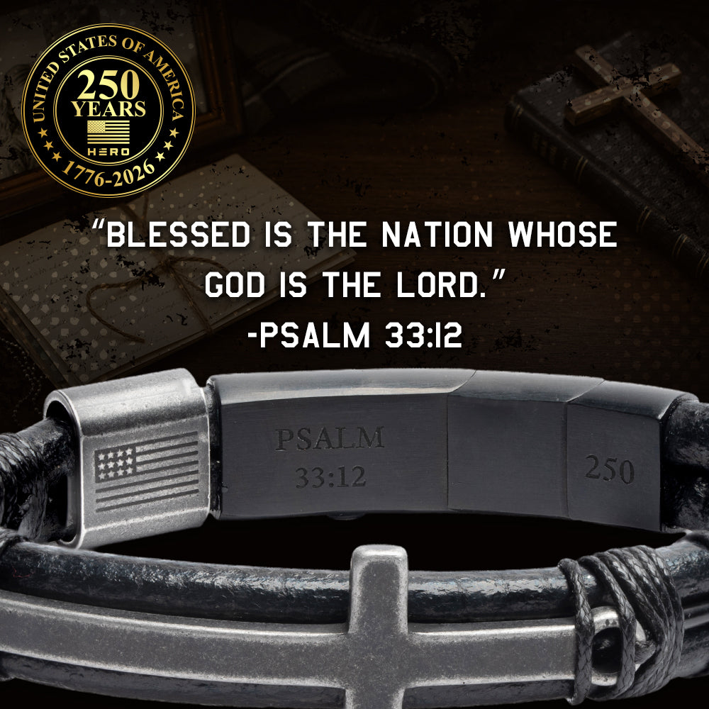 USA 250th Anniversary- God & Country Leather Morse Code Urn Bracelet