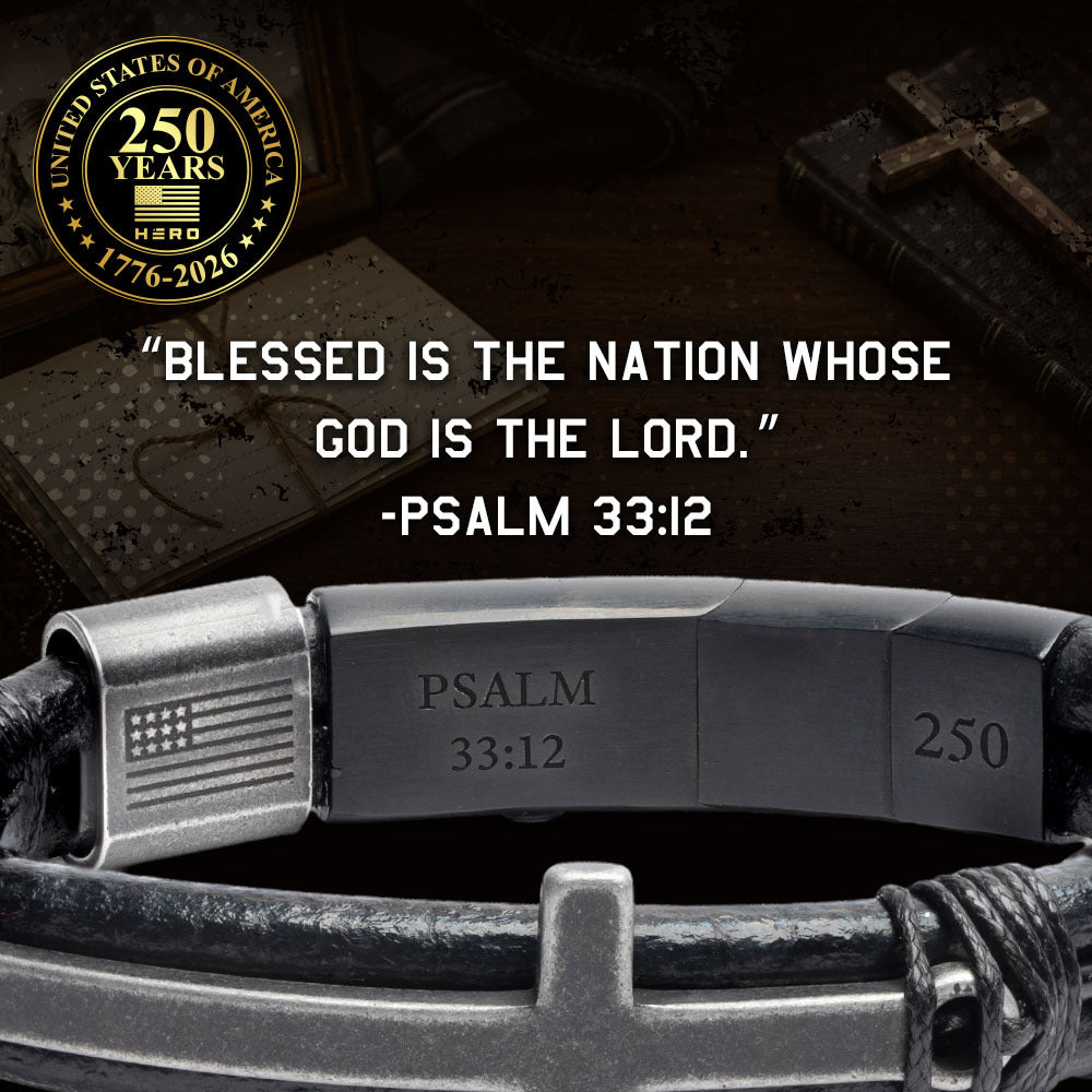 USA 250th Anniversary- God & Country Leather Morse Code Urn Bracelet