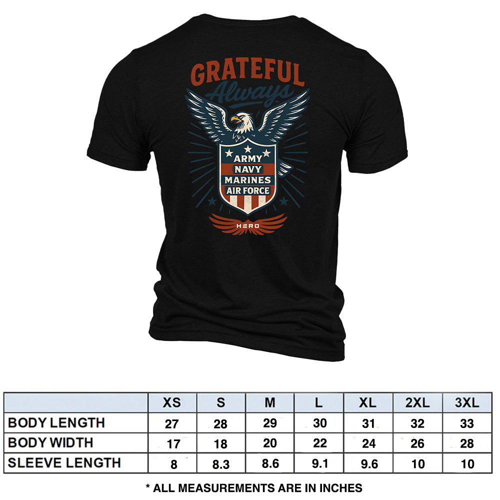 Hero Company Men&#39;s Grateful Always Black Tee - Helps Pair Veterans With A Service Dog or Shelter Dog