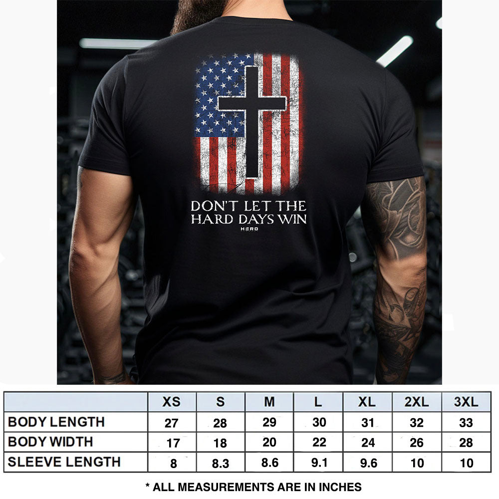 Hero Company Men's Don't Let The Hard Days Win Black Tee - Helps Pair Veterans With A Service Dog or Shelter Dog