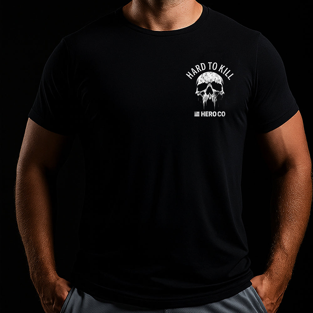Hero Company Men's Hard To Kill Black Tee - Helps Pair Veterans With A Service Dog or Shelter Dog