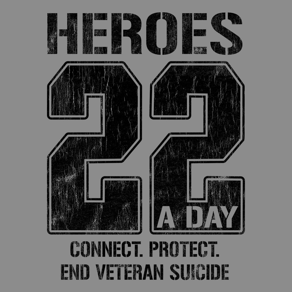 Heroes. 22 A Day. Connect Protect Heather Grey Tee
