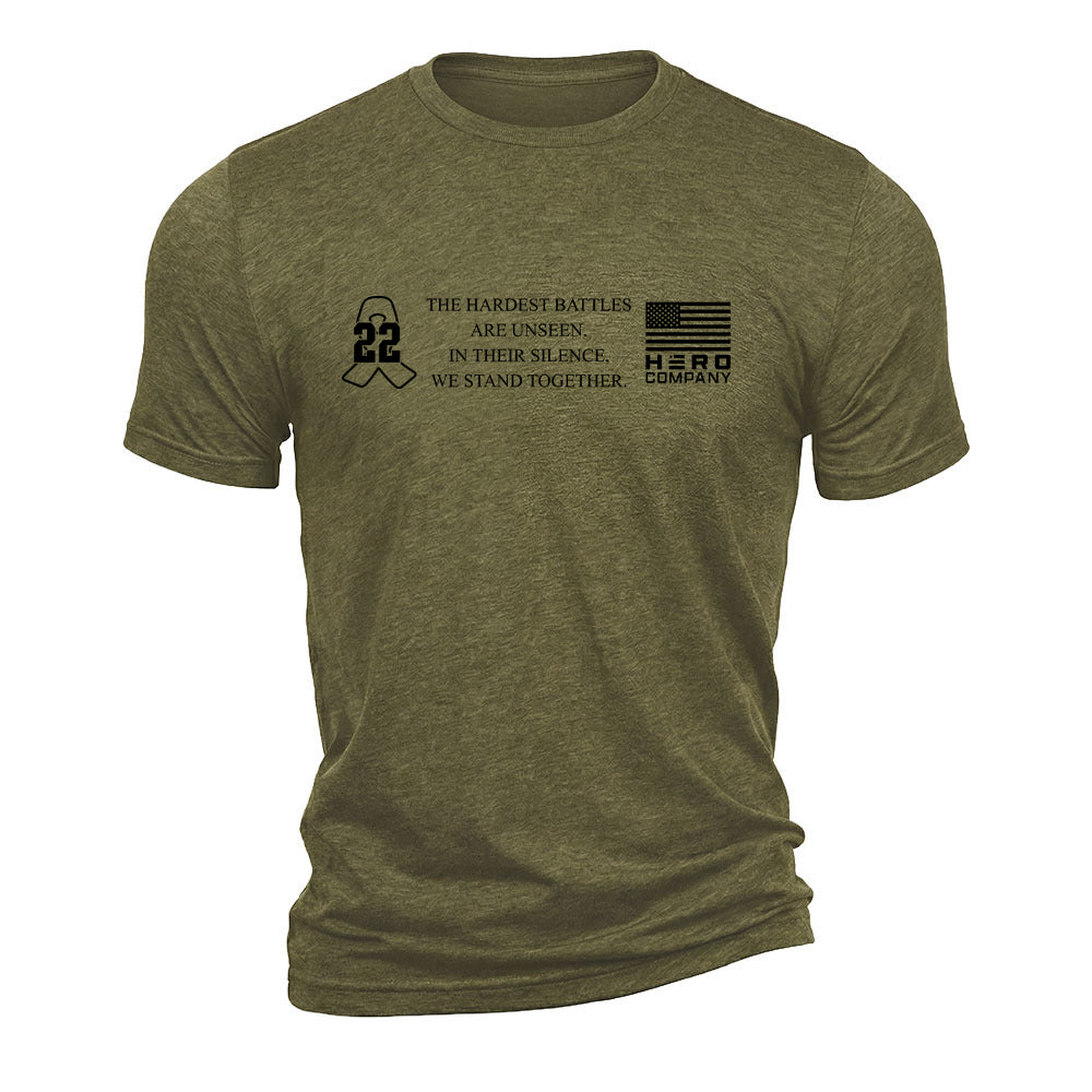 Heroes. 22 A Day. Connect Protect Military Green Tee