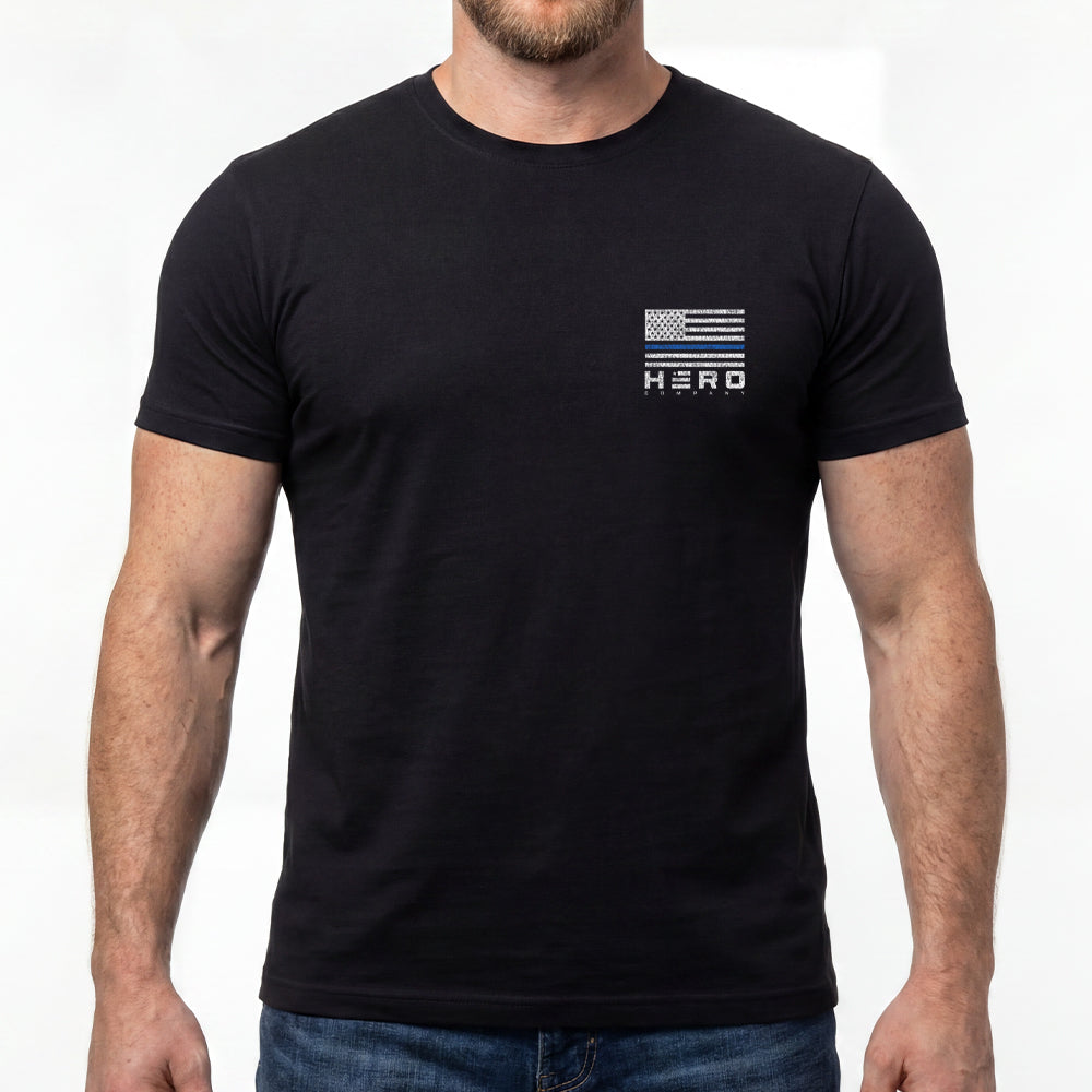Back The Blue - Heroes Are Those Who Risk Their Lives Everyday Black Tee