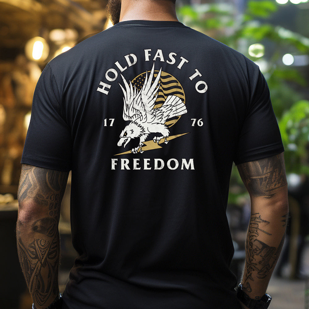 Hold Fast To Freedom Eagle Black Tee