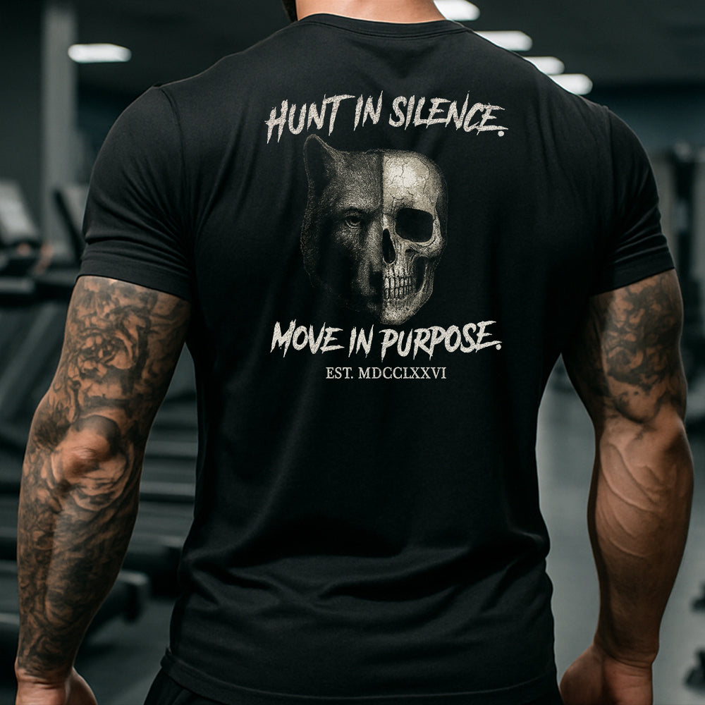Hero Company Men&#39;s Hunt In Silence Black Tee - Helps Pair Veterans With A Service Dog or Shelter Dog