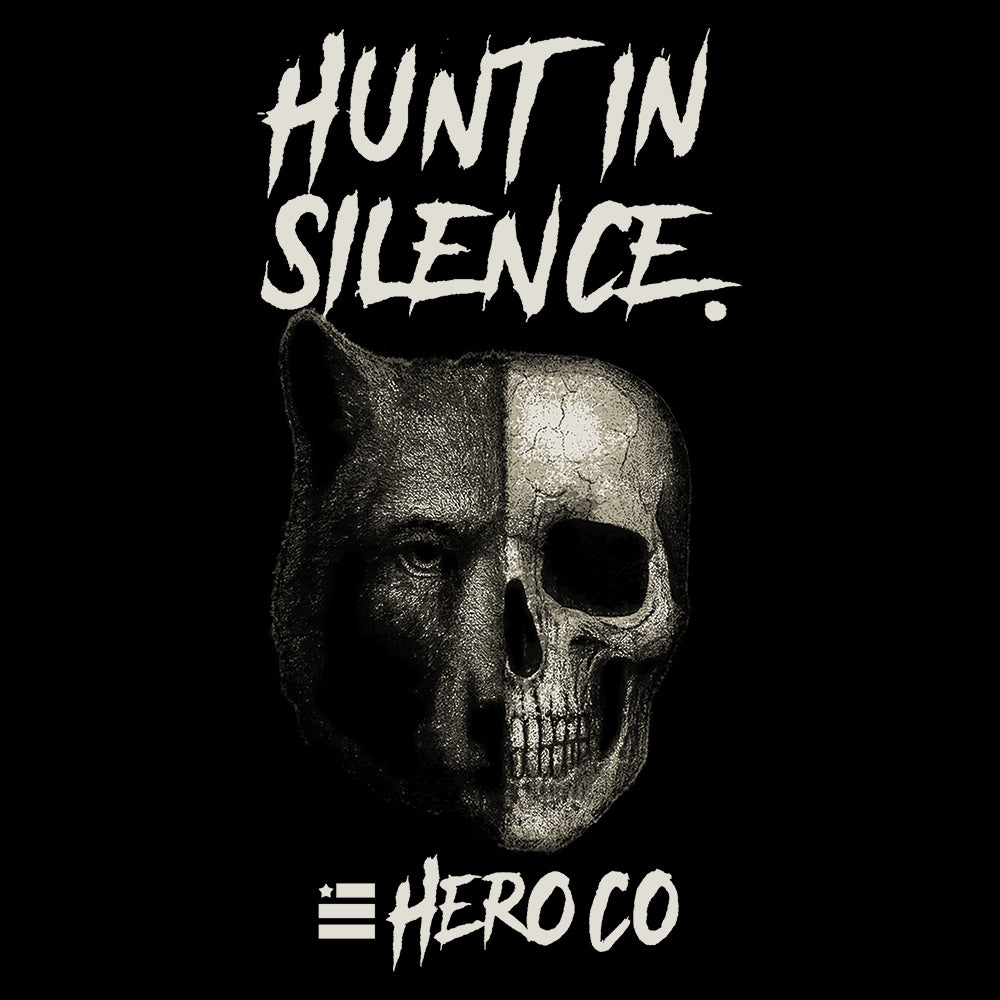 Hero Company Men's Hunt In Silence Black Tee - Helps Pair Veterans With A Service Dog or Shelter Dog