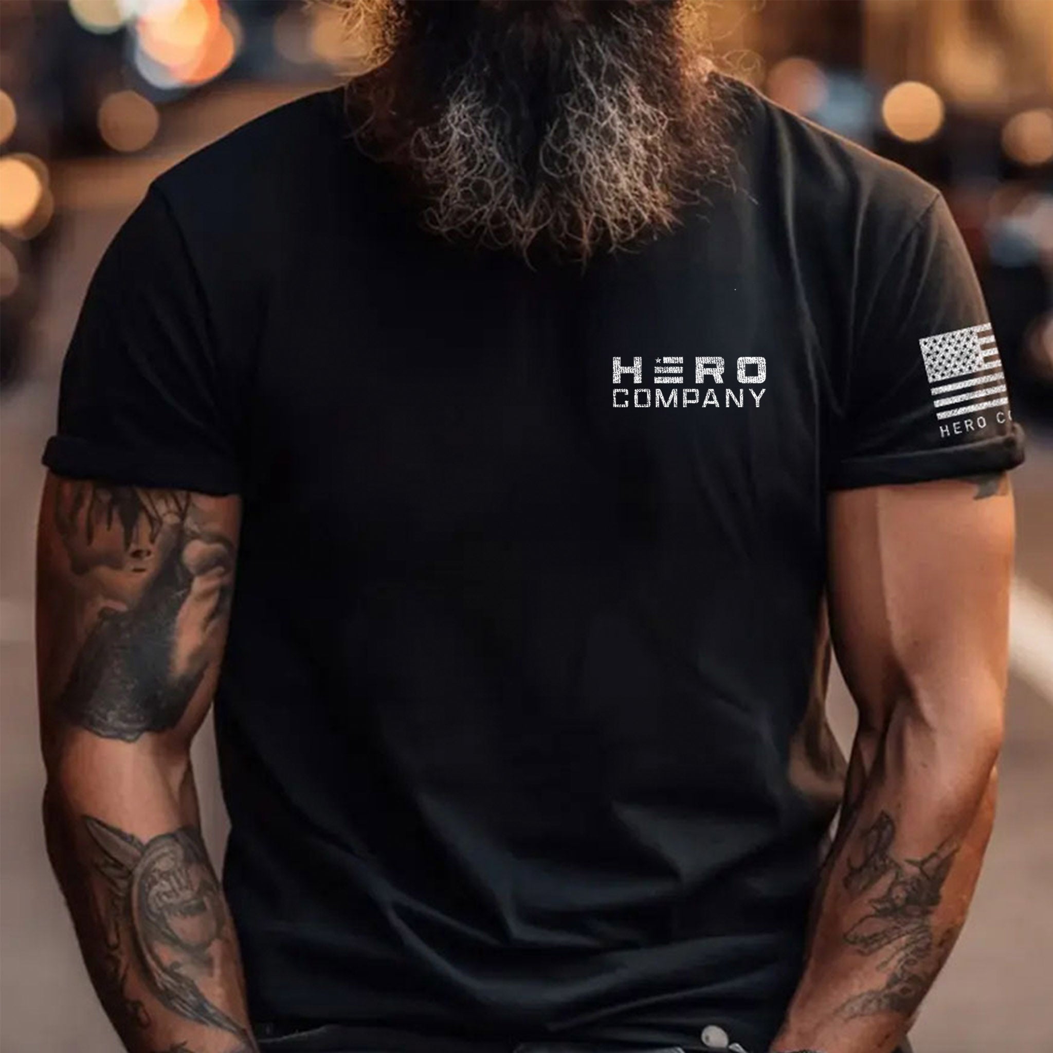 Hero Company Men's Saint Michael Defend Us In Battle Tee - Helps Pair Veterans With A Service Dog or Shelter Dog