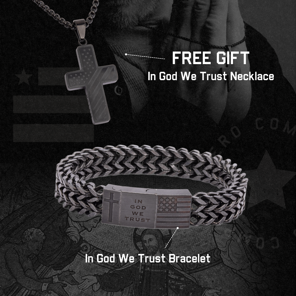 Buy Bracelet, Get Matching Necklace for FREE: &quot;In God We Trust&quot; Bracelet &amp; Necklace Set: Helps Pair Veterans With A Service Dog Or Shelter Dog