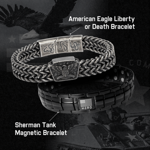 American Eagle Don't Tread on Me & Sherman Tank Magnetic Bracelet Set: Helps Pair Veterans With A Service Dog Or Shelter Dog