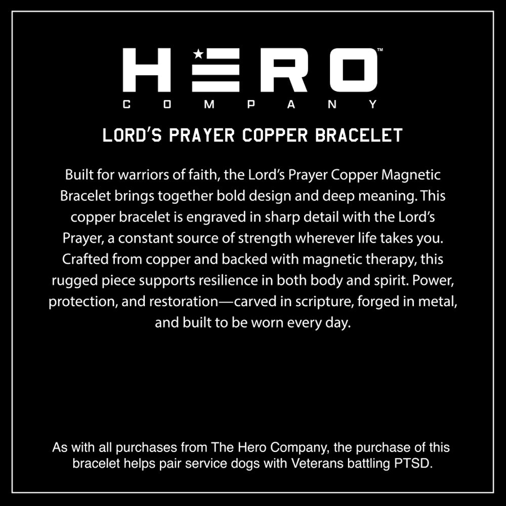 Power of the Lord’s Prayer Magnetic Copper Bracelet : Helps Pair Veterans With A Service Dog Or Shelter Dog