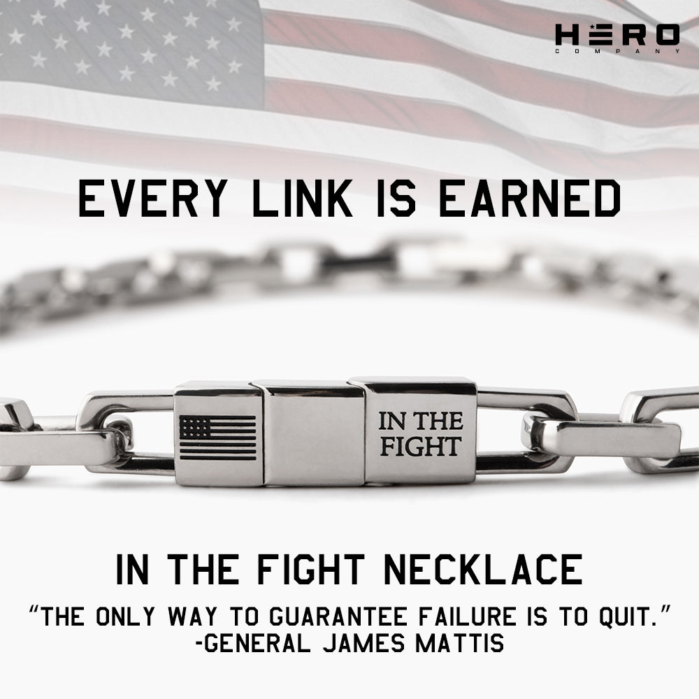 In The Fight-Never Surrender Necklace - Helps Pair Veterans With A Service Dog Or Shelter Dog