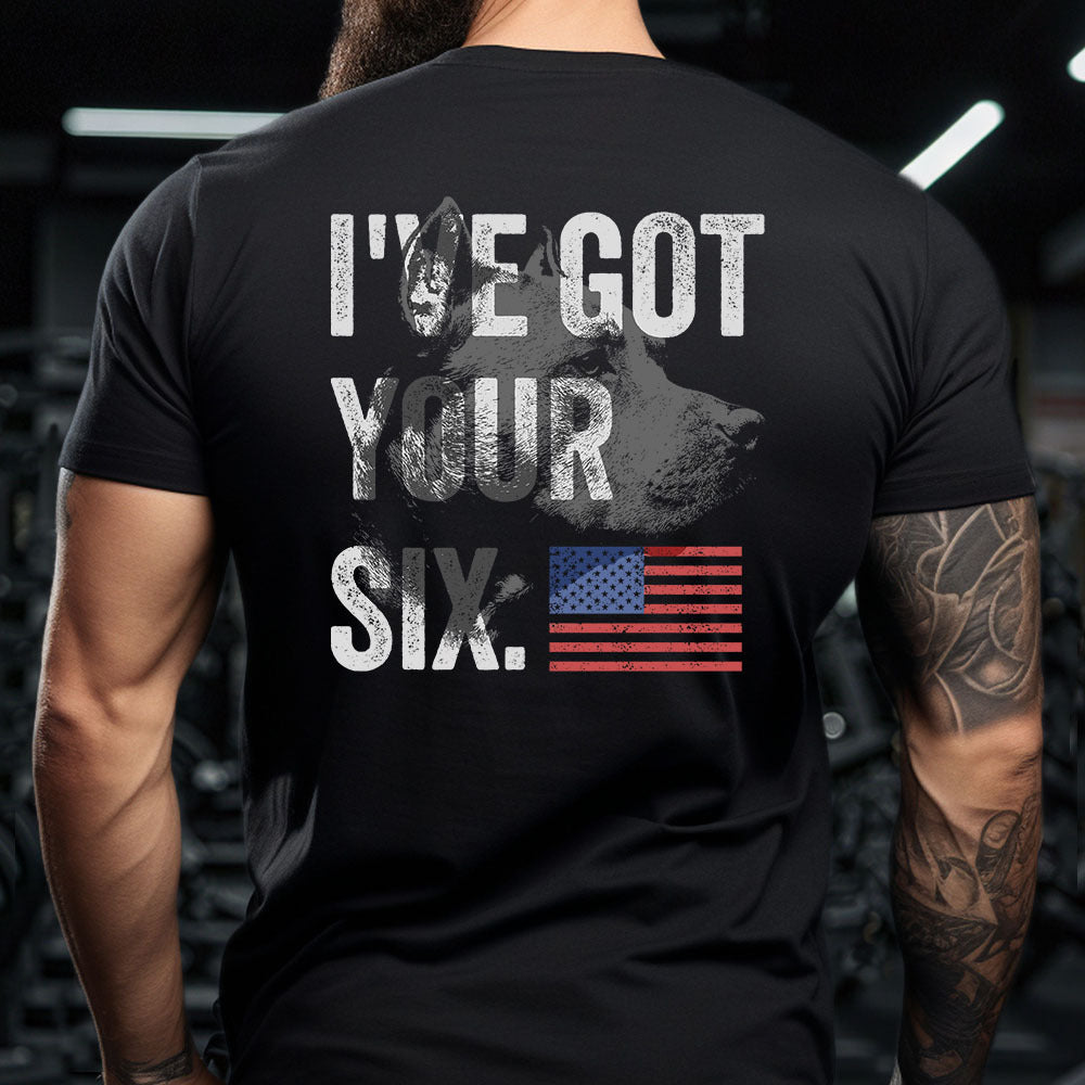 Hero Company Men's I've Got Your Six Black Tee - Helps Pair Veterans With A Service Dog or Shelter Dog