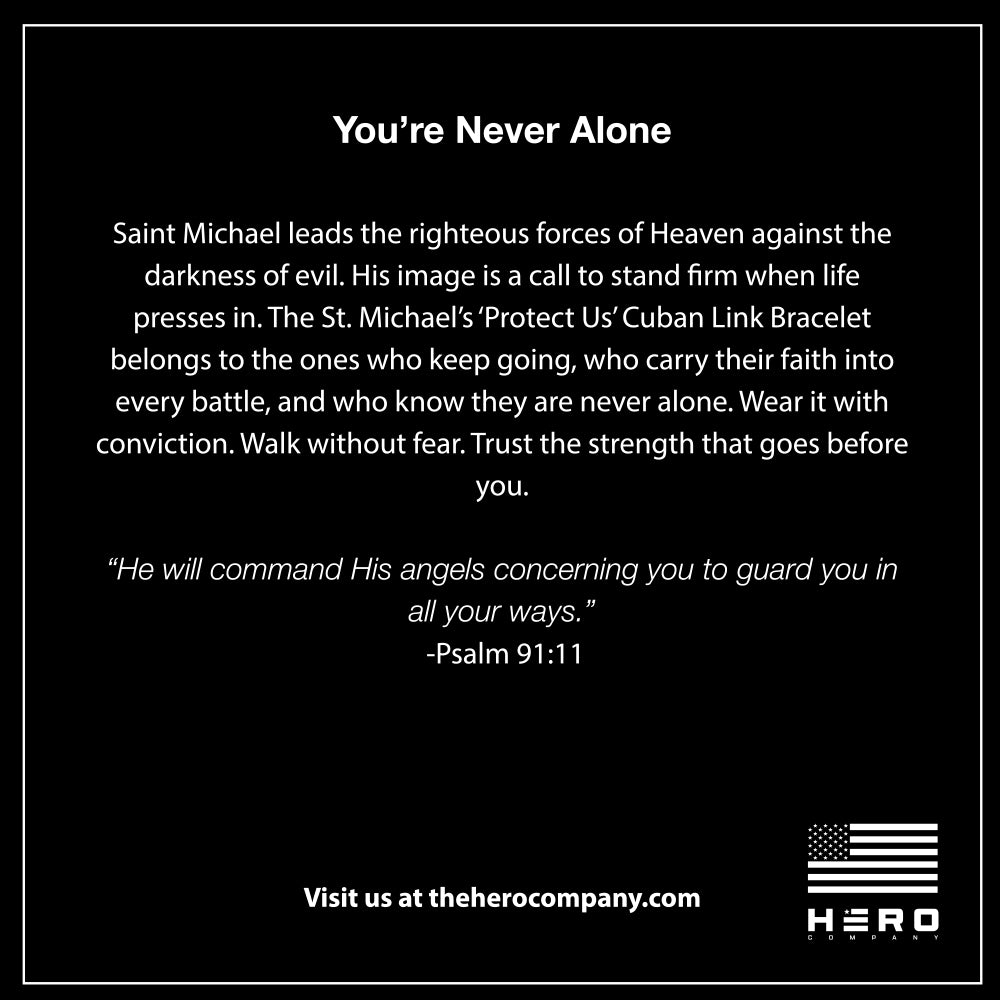 FREE St. Michael's 'Protect Us' Cuban Link Bracelet with Purchase of Saint Michael Defend Us In Battle Tee - Helps Pair Veterans With A Service Dog or Shelter Dog