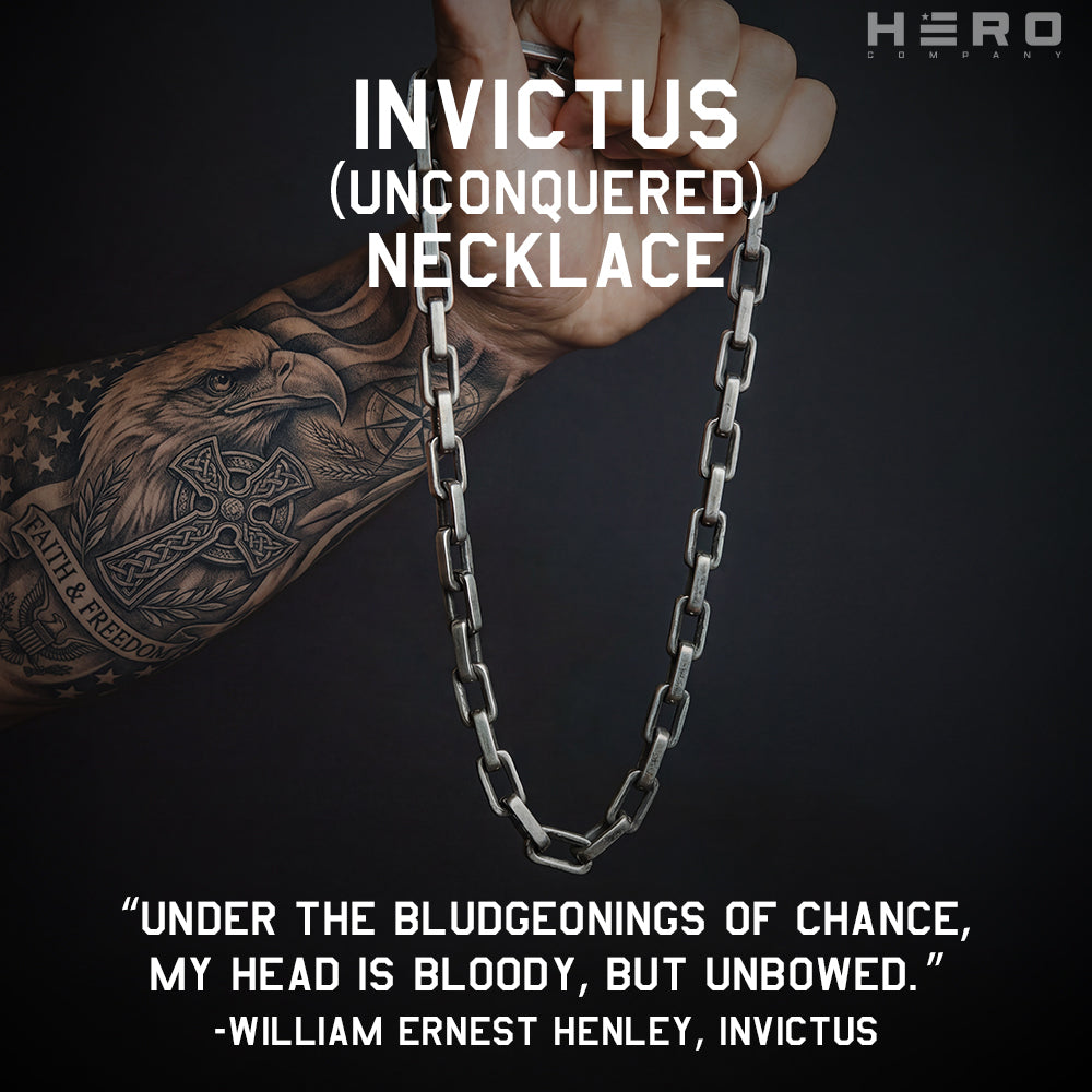 Invictus Unconquered Square Link Necklace: Helps Pair Veterans With A Service Dog Or Shelter Dog