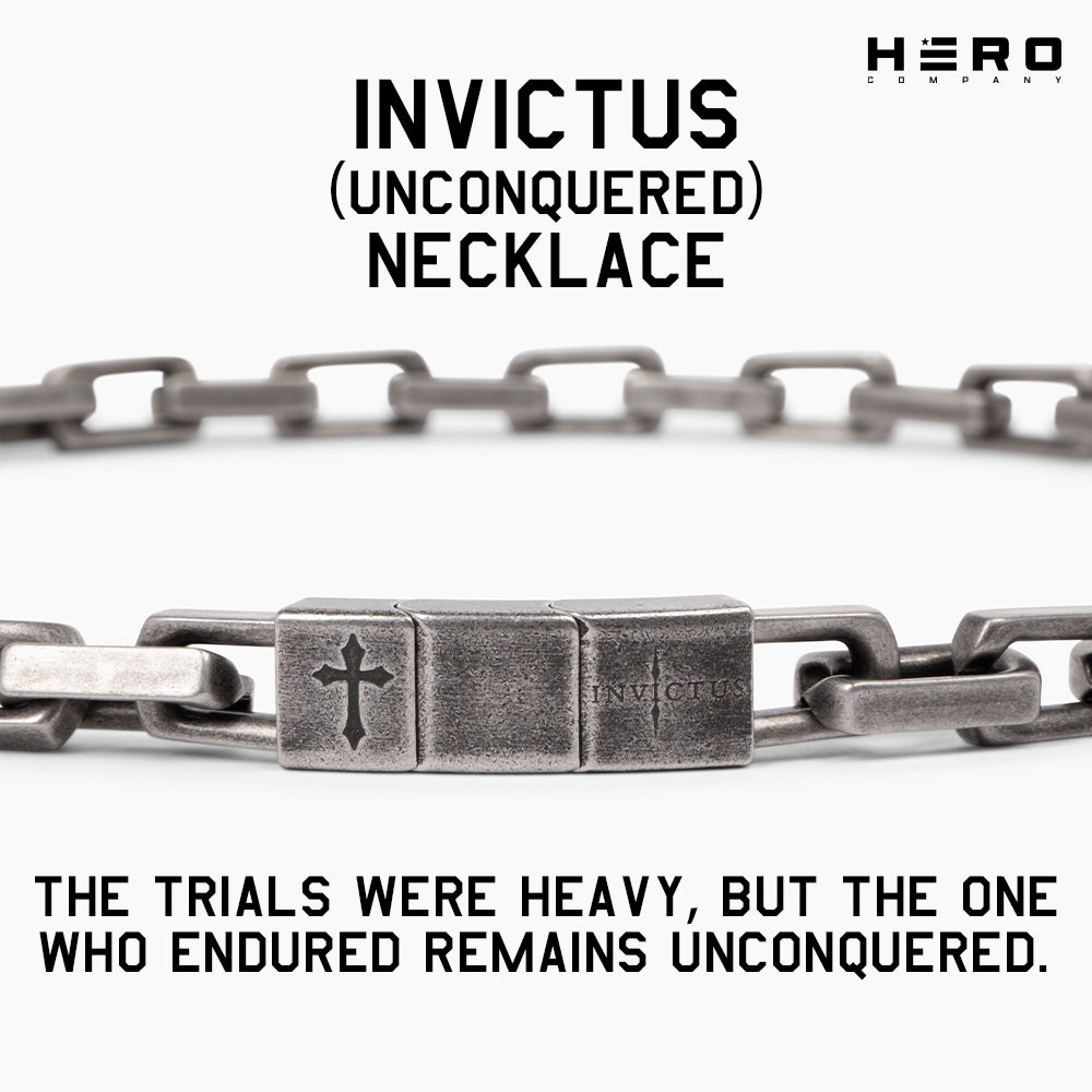 Invictus Unconquered Square Link Necklace: Helps Pair Veterans With A Service Dog Or Shelter Dog