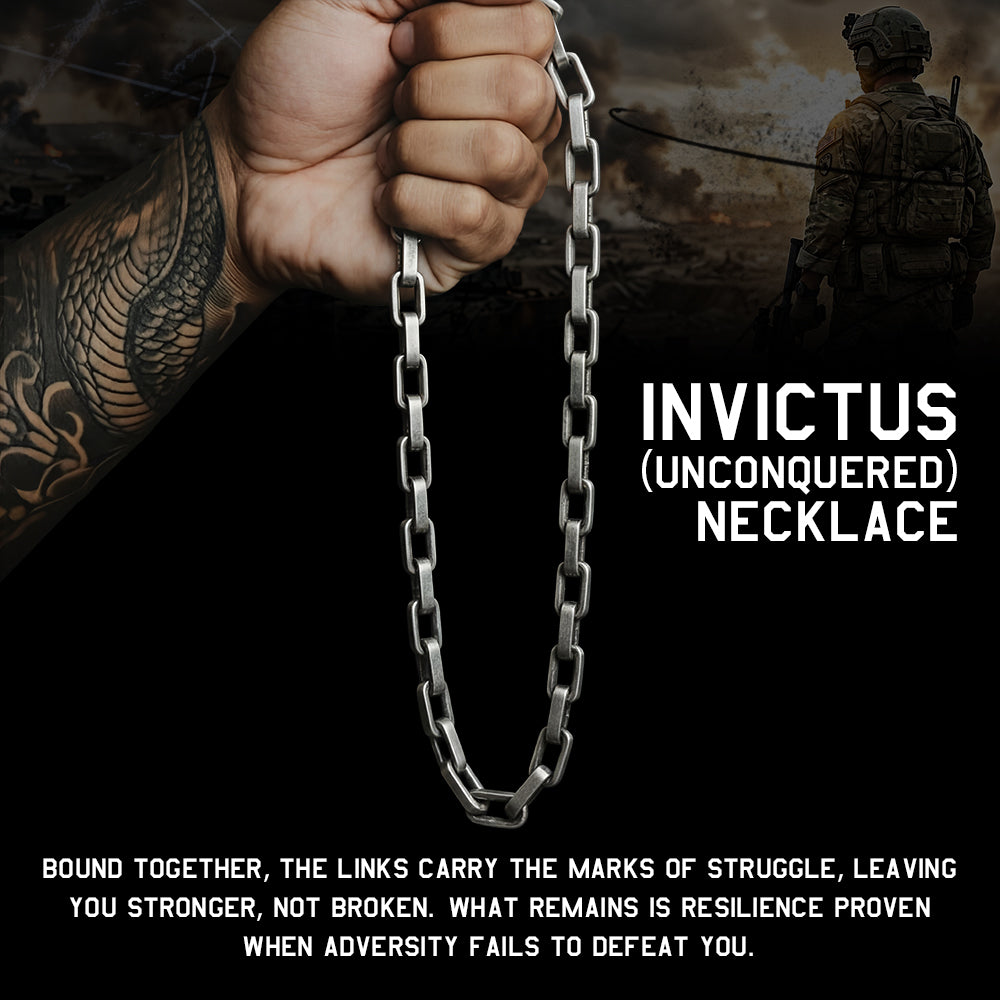 Invictus Unconquered Square Link Necklace: Helps Pair Veterans With A Service Dog Or Shelter Dog
